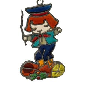 Vintage World Book Encyclopedia Stained Glass Sun Catcher Christmas Ornament